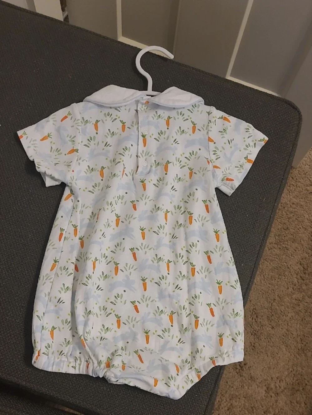 The Proper Peony Infant Carrot Print Romper - White & Orange